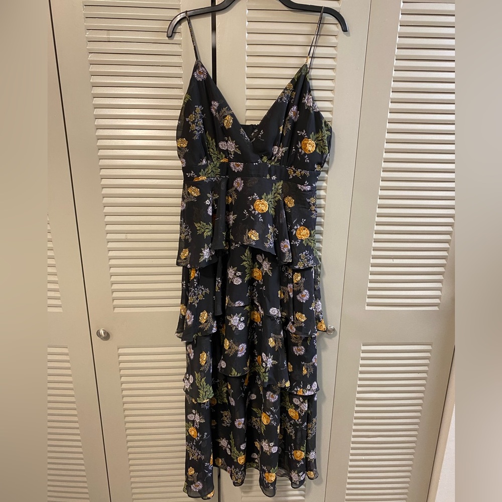 Black Floral Midi Dress